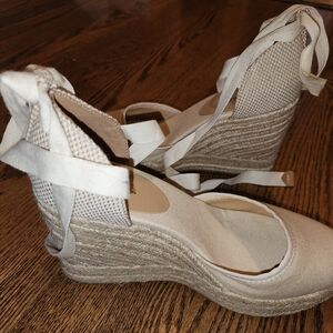 Express Cream Espadrille Wedge Shoes